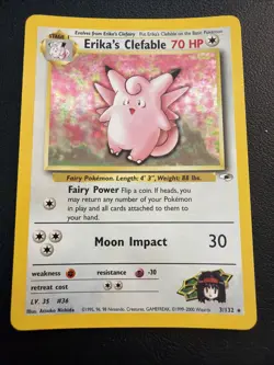 Pokemon TCG Erika's Clefable Gym Heroes Holo Rare Card 3/132 - Image 1