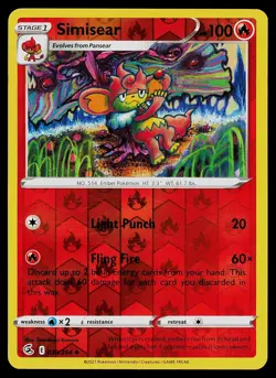 Pokemon Card Simisear 038/264 Fusion Strike Reverse Holo Uncommon - Image 1