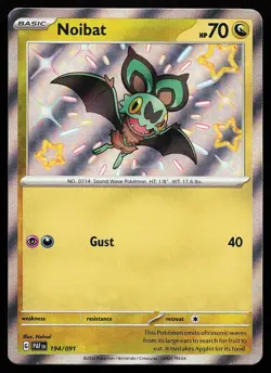 Noibat 194/091 Holo Shiny Rare Paldean Fates Pokemon Card - Image 1