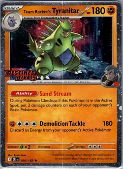 Team Rocket's Tyranitar (Prerelease) 096/182 Holo - Pokemon Card - NM - Image 1
