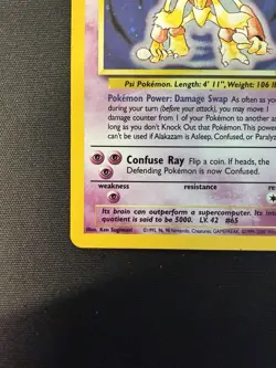 Base Set 2 Alakazam LP/NM Holo 1/102 WOTC 1999 Pokemon Card Vintage - Image 5