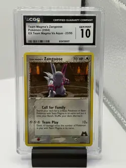 2004 Pokemon Team Magma's Zangoose Rare Team Magma Vs Aqua 23/95 CGC 10 GEM MINT - Image 1