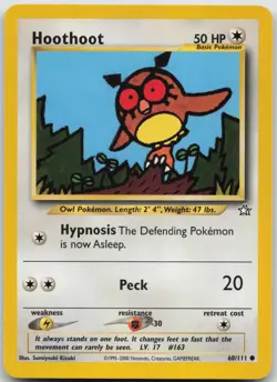 Hoothoot 60/111 Common Neo Genesis Pokemon Unlimited LP-NM - Image 1