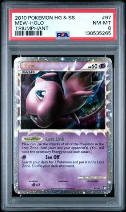 2010 POKEMON HEARTGOLD & SOULSILVER TRIUMPHANT #97 MEW-HOLO PSA 8 - Image 1