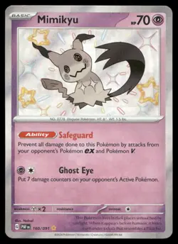 Mimikyu 160/091 Shiny Rare Paldean Fates Pokemon Holo Lightly Played - Image 1