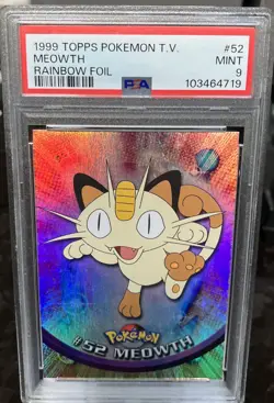 MEOWTH PSA 9 POP 9 RAINBOW FOIL #52 - Topps Pokemon 1999 TV - Image 1