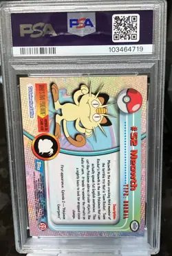 MEOWTH PSA 9 POP 9 RAINBOW FOIL #52 - Topps Pokemon 1999 TV - Image 2