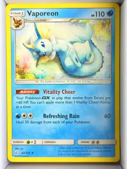 Vaporeon 42/236 Uncommon Cosmic Eclipse Pokemon Near Mint - Image 1