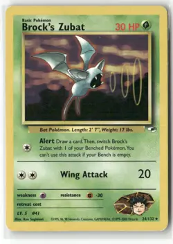 Pokemon Brock's Zubat (24) 024/132 Unlimited Gym Heroes Rare - Image 1
