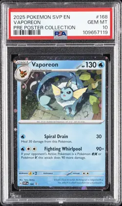 2025 POKEMON SVP EN-SV BLACK STAR PROMO #168 VAPOREON PSA 10 - Image 1