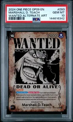 One Piece Marshall D. Teach OP09-093 Wanted Alternate Art PSA 10 - Image 1