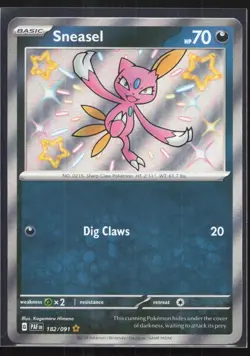 Sneasel 182/091 Shiny Rare Paldean Fates Pokemon Holo 2-3-25 - Image 1
