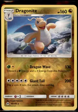 Pokemon TCG - Dragonite Reverse Holo Rare SM Base Set 96/149 NM - Image 1