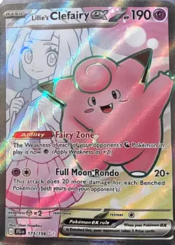 Pokemon TCG Lillie's Clefairy ex Ultra Rare 173/159 sv09 Full Art Holo HP190 - Image 1