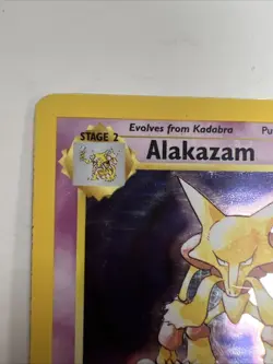 HOLO Alakazam Pokemon Card BASE SET VINTAGE,-1/102-LP CONDITION-STAGE 2~80HP🔥🔥 - Image 3