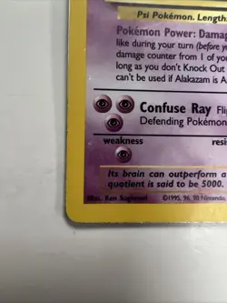 HOLO Alakazam Pokemon Card BASE SET VINTAGE,-1/102-LP CONDITION-STAGE 2~80HP🔥🔥 - Image 4