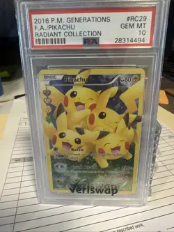2016 P.M. Generations F.A. Pikachu Radiant #RC29 PSA 10 Gem Mint Pokemon Card - Image 1