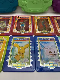 Vintage Taco Bell Digimon Metal Trading Cards Lot Of 13 With 4 Digivices - Image 3