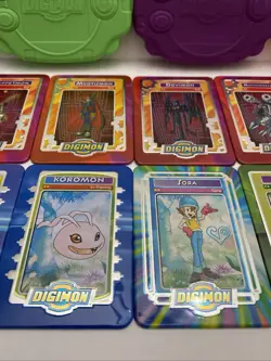 Vintage Taco Bell Digimon Metal Trading Cards Lot Of 13 With 4 Digivices - Image 4