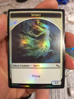 MTG Foil Spirit Token Creature – Flying – 1/1 – 003/020 – 2017 - Image 1