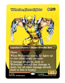Wolverine, Fierce Fighter Marvel Super Heroes 0378 Rare MTG Borderless Foil NM - Image 1