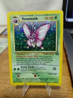 Pokemon TCG Venomoth Holo Unlimited Rare Card 13/64 Jungle Base Set WOTC Lp - Image 1