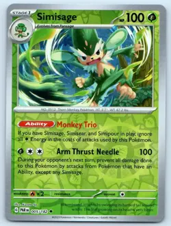 Simisage 005/182 Uncommon Paradox Rift Pokemon Reverse Holo Near Mint - Image 1