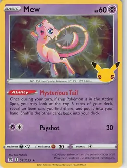 Mew 011/025 Holo Rare Celebrations Pokemon Near Mint - Image 1