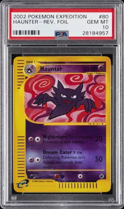 2002 POKEMON EXPEDITION #80 HAUNTER-REVERSE FOIL PSA 10 - Image 1