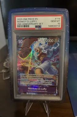2025 ONE PIECE ENGLISH VERSION 2ND ANNIVERSARY SET #119 MONKEY D. LUFFY PSA 10 - Image 1