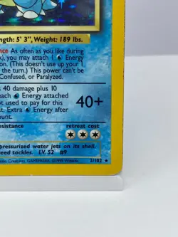 Blastoise 2/102 Base Set Holo Unlimited Pokemon Card English AU Seller - Image 5