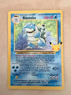 Blastoise Holo 2/102 Pokemon Card, Celebrations 25th Anniversary Edition MINT - Image 1