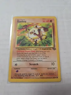 Pokemon Card Mankey 55/64 Jungle Unlimited WOTC Common - Image 1