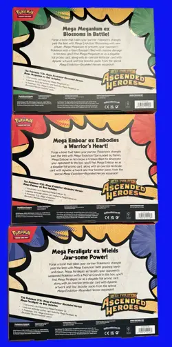 Pokemon TCG Ascended Heroes Mega ex Set of 3 NEW Meganium Emboar Feraligatr - Image 2