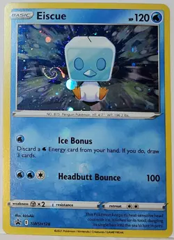 HD Fart Swirl 🌀 Eiscue 054/192 Cosmos Holo Heavily Bleed Error Rare Pokemon TCG - Image 3