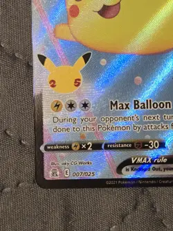 Pokemon Flying Pikachu VMAX Celebrations Ultra Rare Full Art Holo Card 007/025 - Image 5