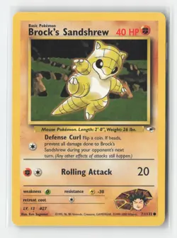Brock's Sandshrew 71/132 Common Gym Heroes Pokemon Unlimited Moderately Played - Image 1