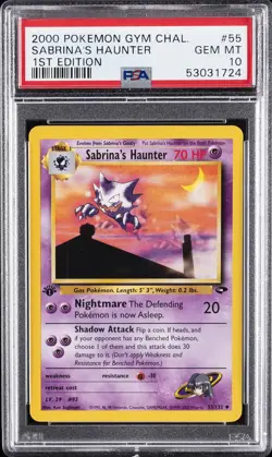 2000 POKEMON GYM CHALLENGE 1ST EDITION #55 SABRINA'S HAUNTER PSA 10 - Image 1