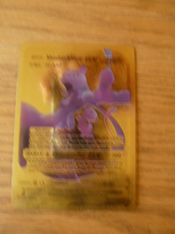 Pokemon Gold Foil Rare Fan Art Card Mewtwo & Mew GX Tag Team - Image 1