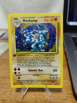 Pokemon TCG Machamp Holo 1st Edition Unlimited Rare Card Base Set Lp/mp Con. - Image 1