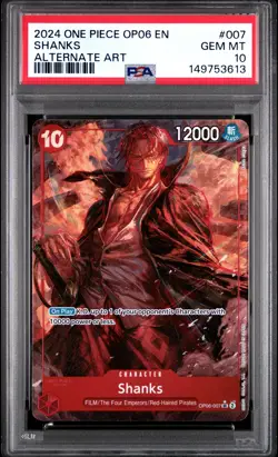 2024 ONE PIECE OP06-WINGS OF THE CAPTAIN ALTERNATE ART #007 SHANKS PSA 10 - Image 1