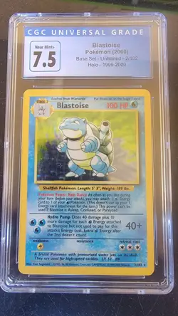 Pokemon Card Blastoise Base Set Rare Holo CGC 7.5 WOTC 1999 2/102 Rare TCG - Image 1