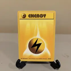 LIGHTNING ENERGY Pokemon Card WOTC 1st Edition Base Set Shadowless 100/102 NM (A - Image 1