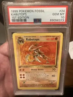 Pokemon Kabutops Fossil Holo Rare 1st Edition PSA 10 24/62 1999 English - Image 1
