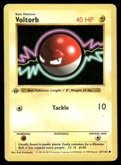 Pokemon Cards Voltorb 67/102 1st Edition Base Set Shadowless Common MP *2 - Image 1