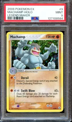 PSA 9 Machamp 9/92 EX Legend Maker Pokemon Card Holo MINT - Image 1