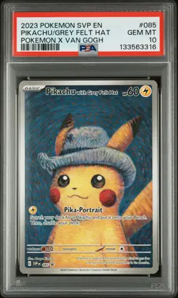 2023 POKEMON SVP EN-SV BLACK STAR PROMO #085 PIKACHU WITH GREY FELT HAT PSA 10 - Image 1
