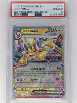 2025 Pokemon Prismatic Evolutions Jolteon ex 030/131 Surprise Box Promo PSA 10 - Image 1