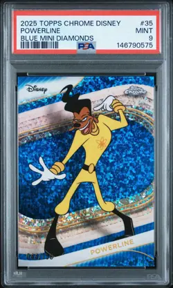 2025 Topps Chrome Disney POWERLINE Blue Mini Diamonds PSA 9 POP 1 - Image 1