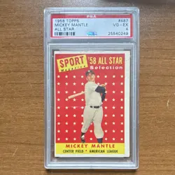 Topps 1958 Mickey Mantle Sport Magazine All-Star #487 Yankees PSA 4 - Image 1